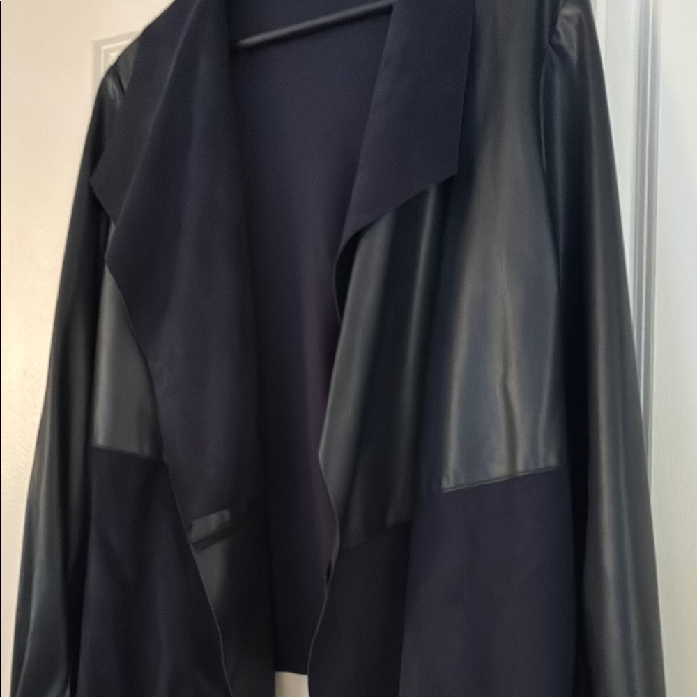 Alfani Black Mixed-Media Open Drape Jacket